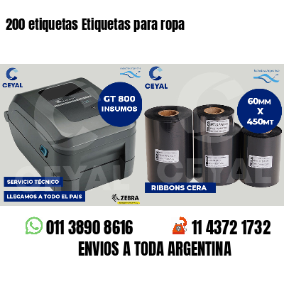 200 etiquetas Etiquetas para ropa