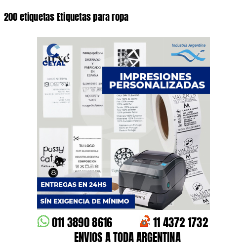 200 etiquetas Etiquetas para ropa