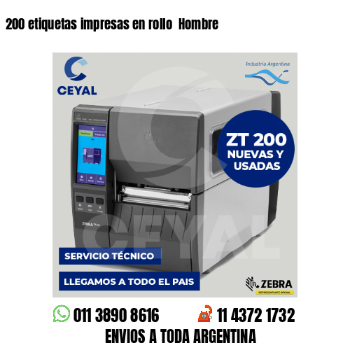 200 etiquetas impresas en rollo Hombre