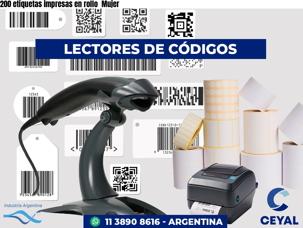 200 etiquetas impresas en rollo Mujer