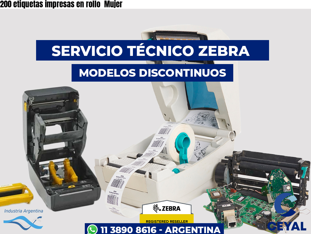 200 etiquetas impresas en rollo Mujer