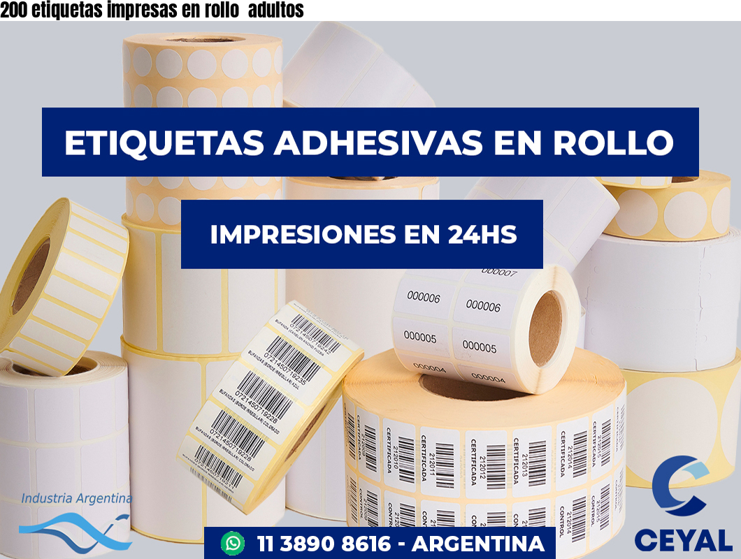 200 etiquetas impresas en rollo  adultos