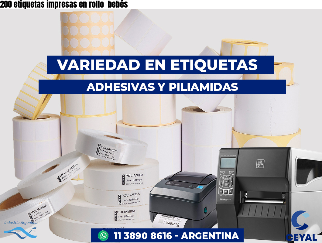 200 etiquetas impresas en rollo  bebés