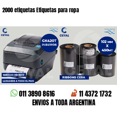 2000 etiquetas Etiquetas para ropa