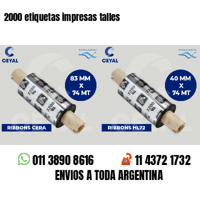 2000 etiquetas impresas talles