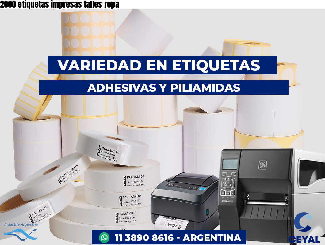 2000 etiquetas impresas talles ropa