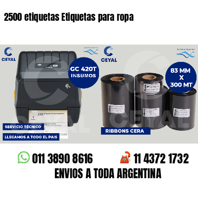 2500 etiquetas Etiquetas para ropa