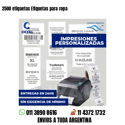 2500 etiquetas Etiquetas para ropa