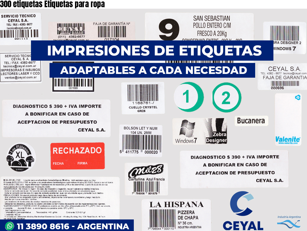 300 etiquetas Etiquetas para ropa