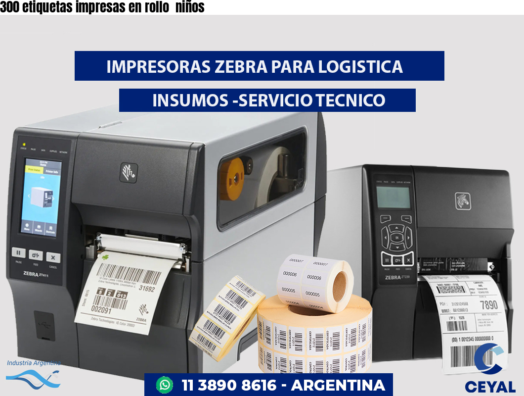 300 etiquetas impresas en rollo niños