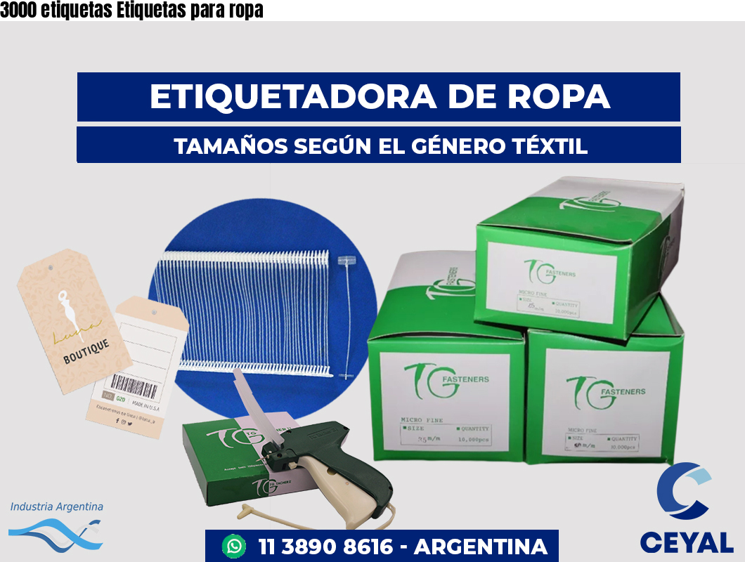 3000 etiquetas Etiquetas para ropa