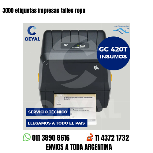 3000 etiquetas impresas talles ropa