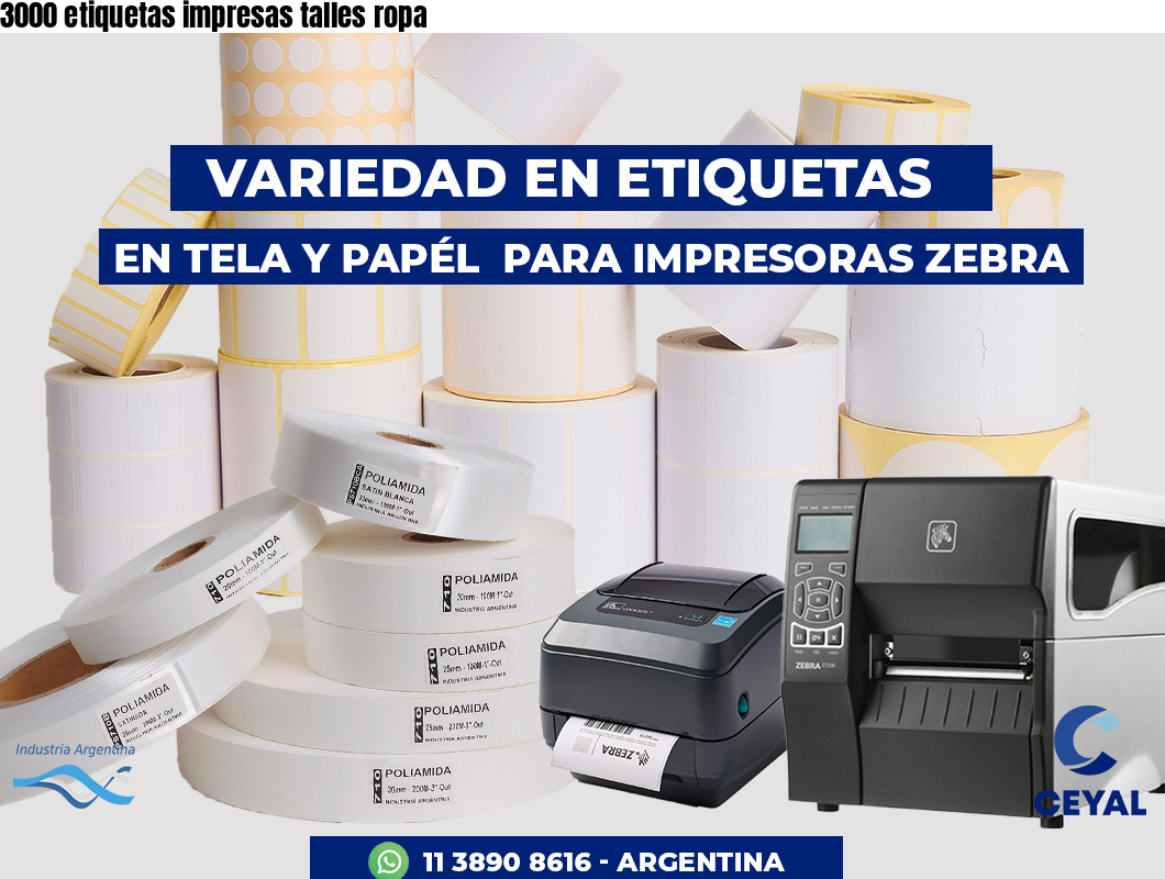 3000 etiquetas impresas talles ropa