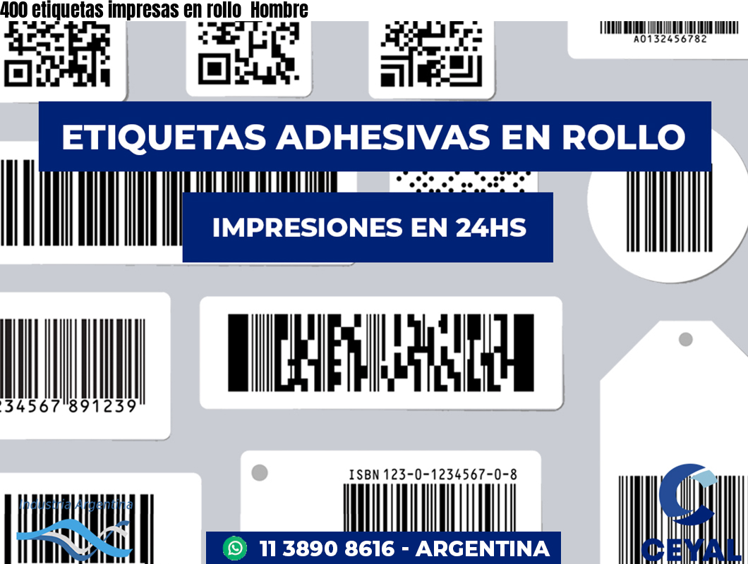 400 etiquetas impresas en rollo  Hombre