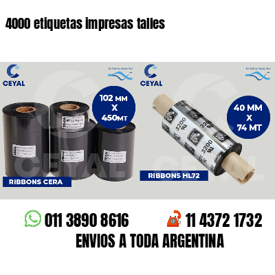 4000 etiquetas impresas talles