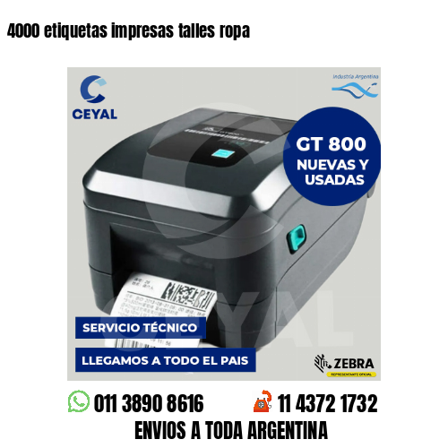 4000 etiquetas impresas talles ropa