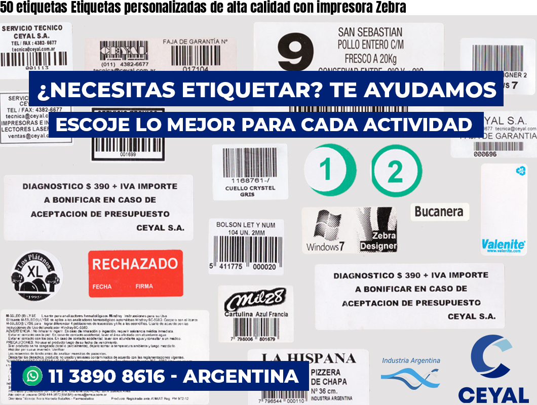 50 etiquetas Etiquetas personalizadas de alta calidad con impresora Zebra