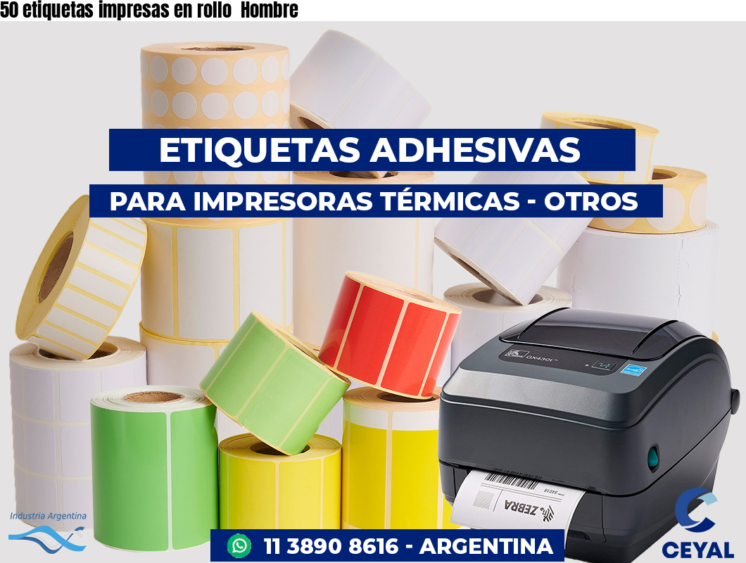 50 etiquetas impresas en rollo  Hombre