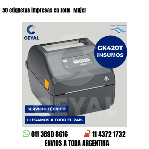50 etiquetas impresas en rollo Mujer