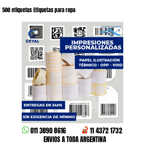500 etiquetas Etiquetas para ropa