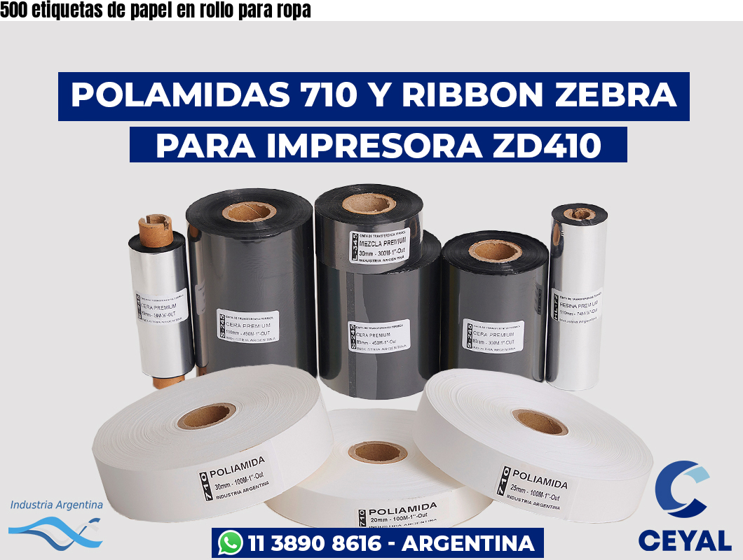 500 etiquetas de papel en rollo para ropa