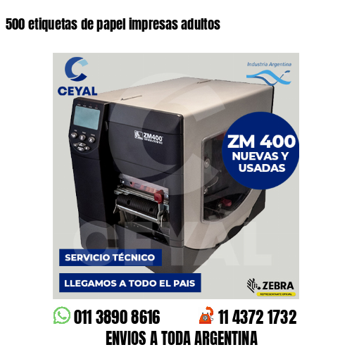500 etiquetas de papel impresas adultos
