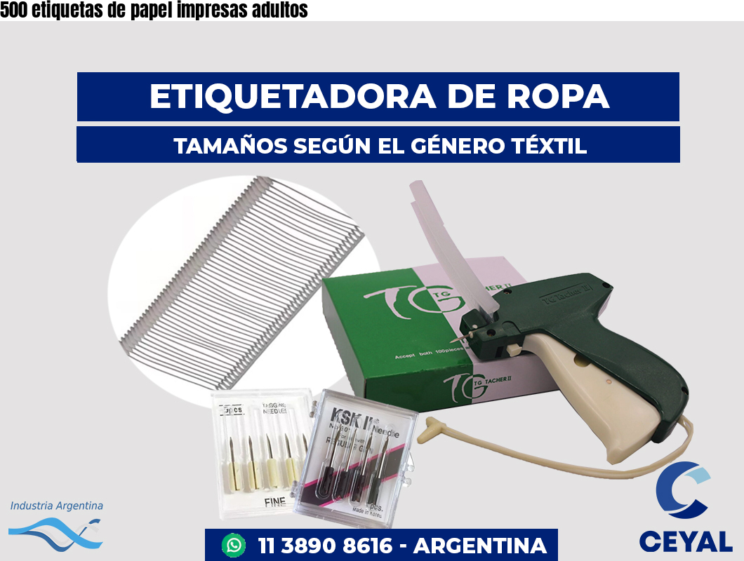 500 etiquetas de papel impresas adultos