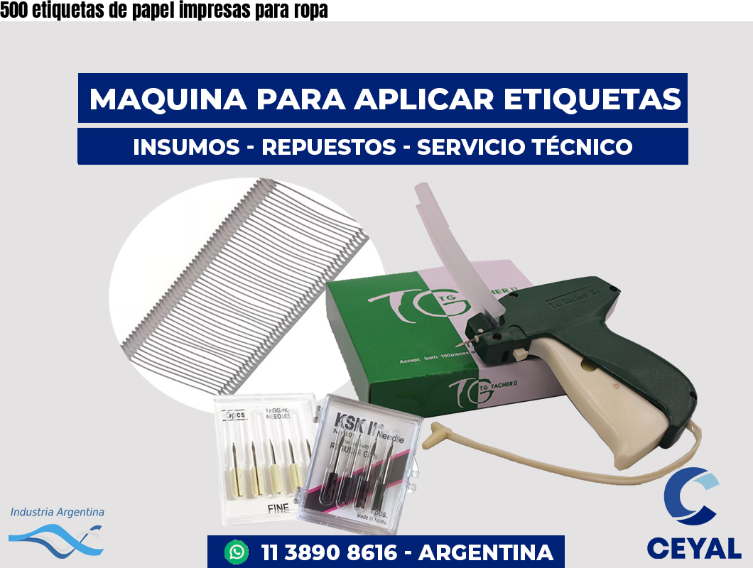 500 etiquetas de papel impresas para ropa