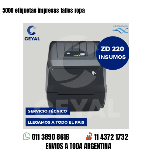 5000 etiquetas impresas talles ropa