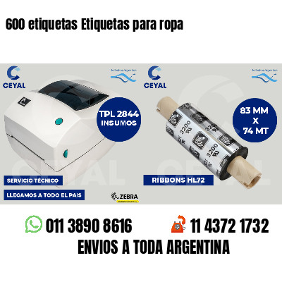 600 etiquetas Etiquetas para ropa