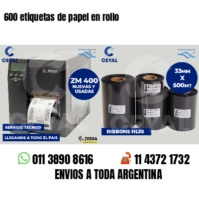600 etiquetas de papel en rollo