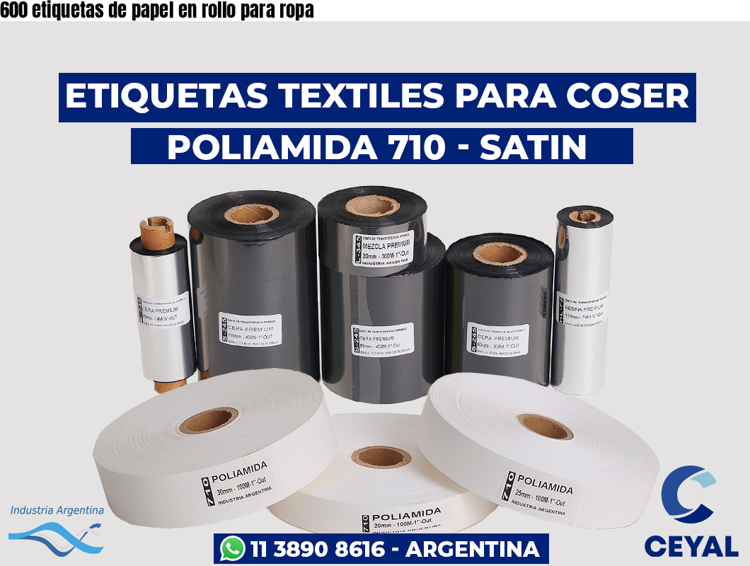 600 etiquetas de papel en rollo para ropa