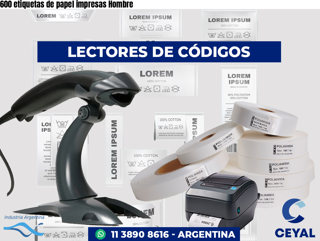 600 etiquetas de papel impresas Hombre