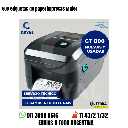 600 etiquetas de papel impresas Mujer
