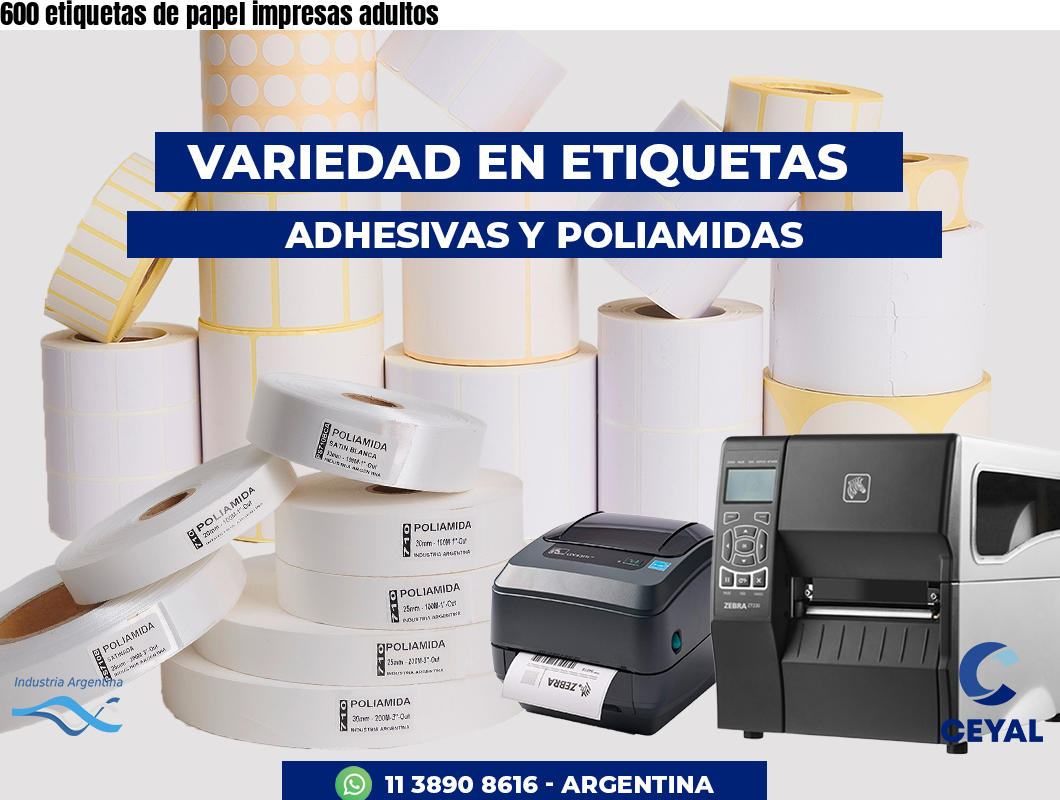 600 etiquetas de papel impresas adultos