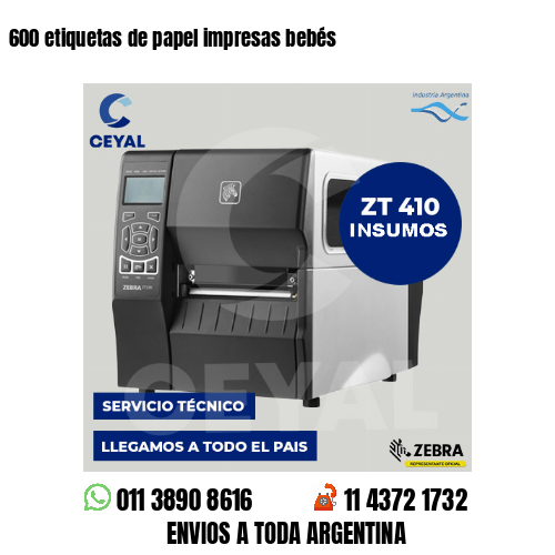 600 etiquetas de papel impresas bebés