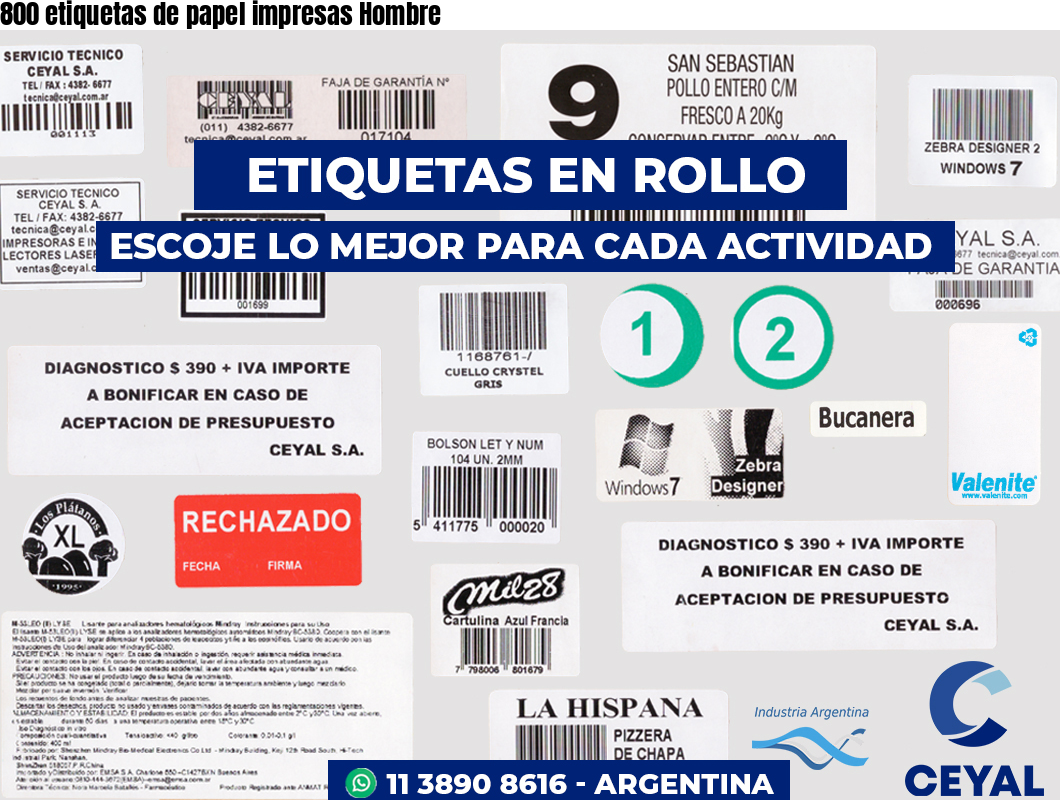 800 etiquetas de papel impresas Hombre