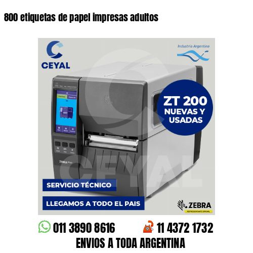 800 etiquetas de papel impresas adultos