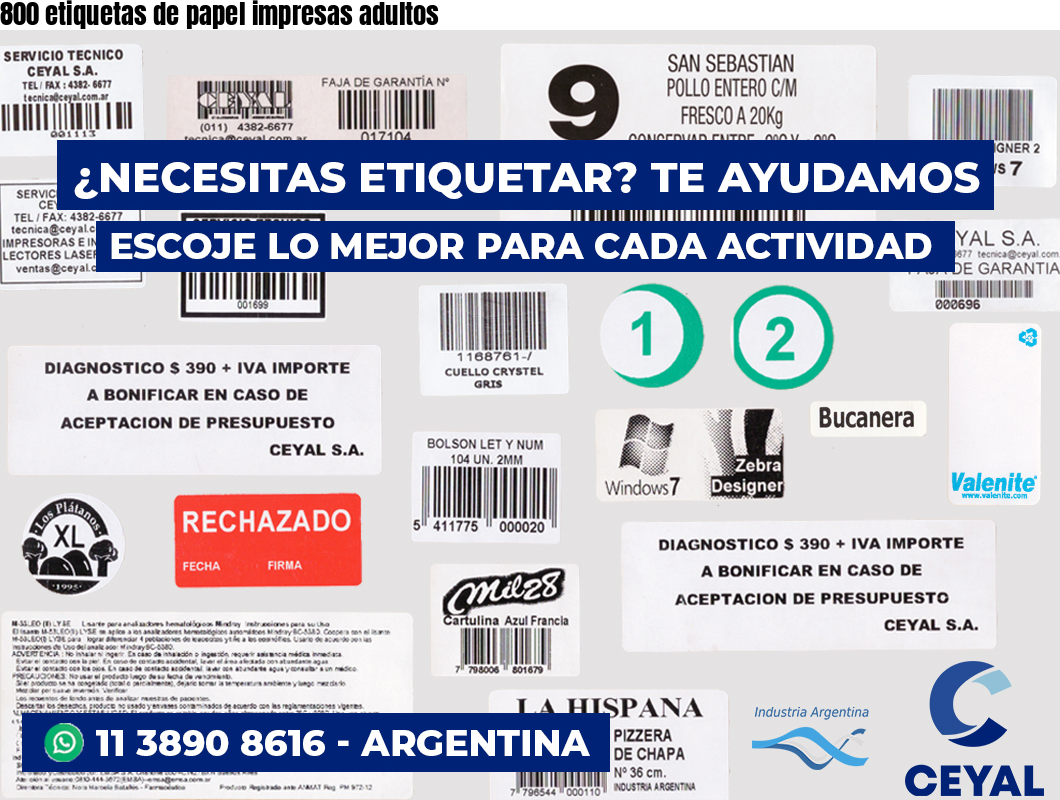 800 etiquetas de papel impresas adultos