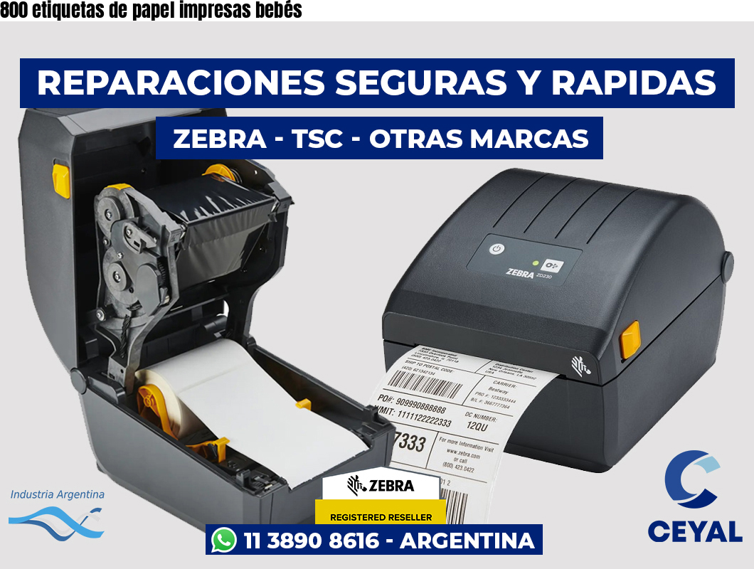 800 etiquetas de papel impresas bebés