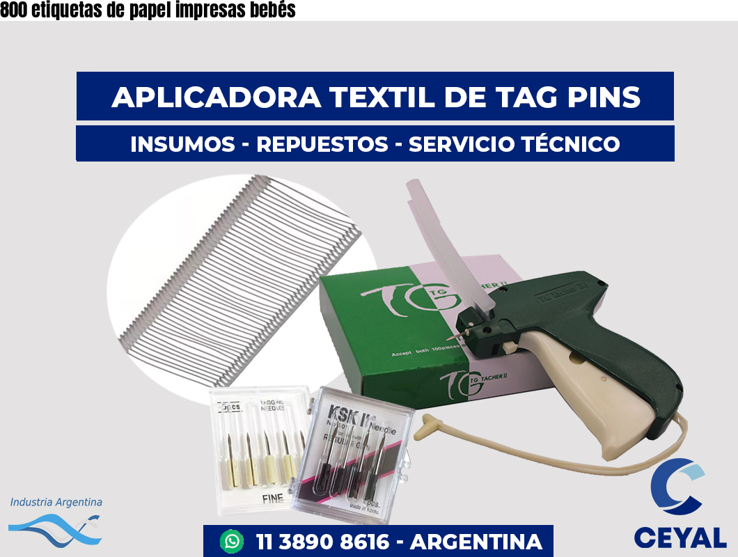 800 etiquetas de papel impresas bebés