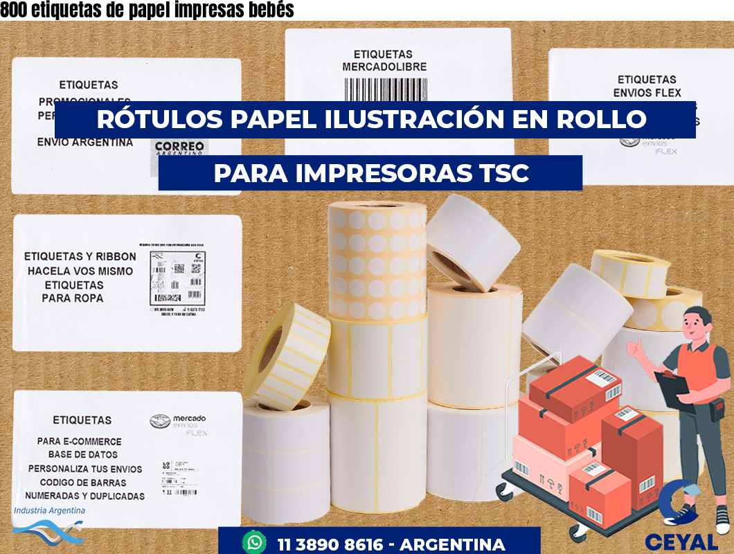 800 etiquetas de papel impresas bebés