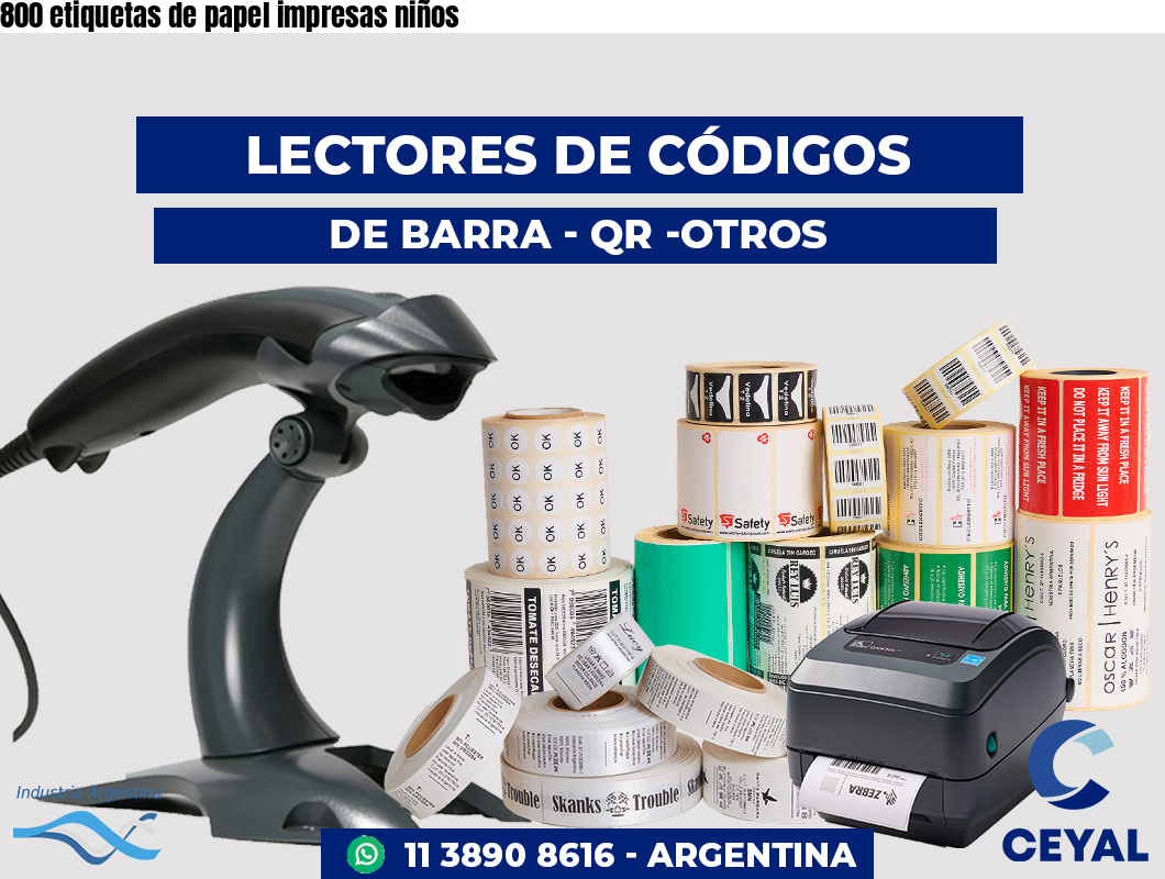 800 etiquetas de papel impresas niños