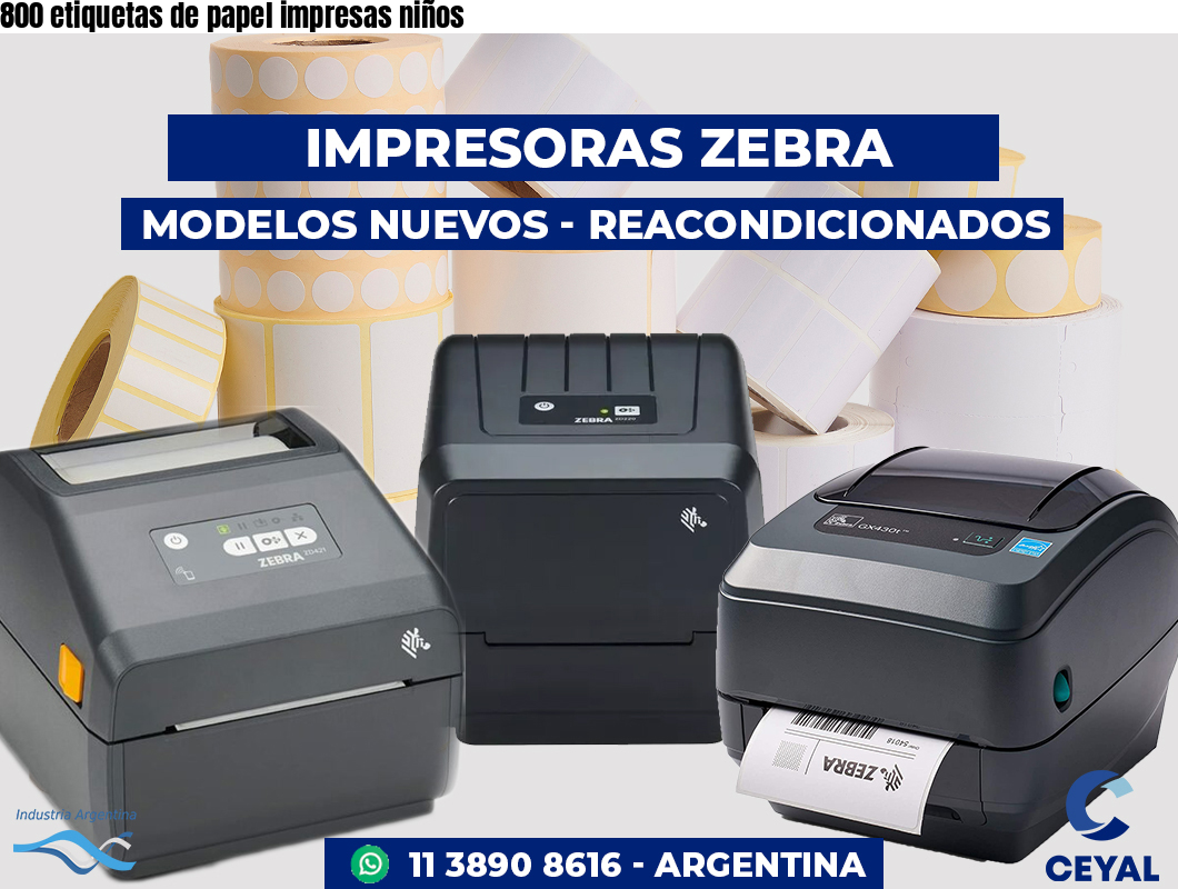 800 etiquetas de papel impresas niños