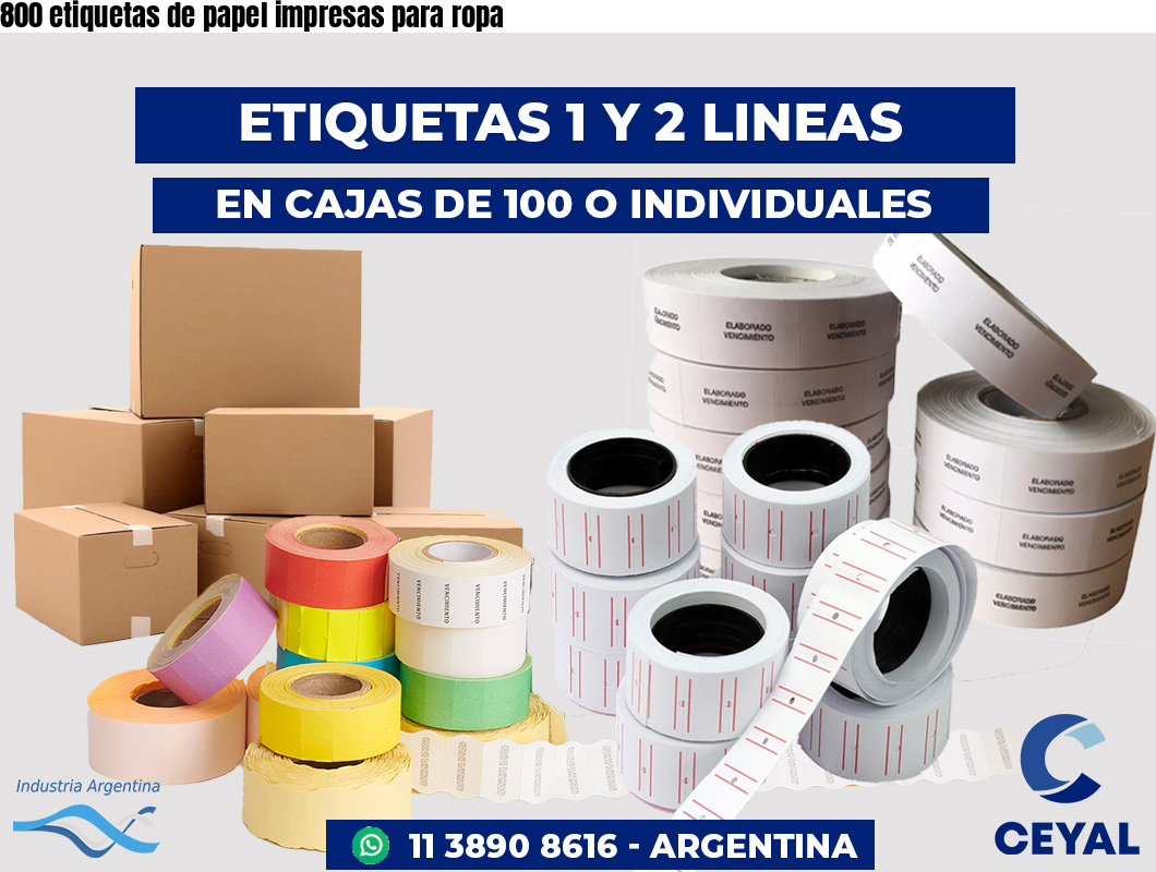 800 etiquetas de papel impresas para ropa