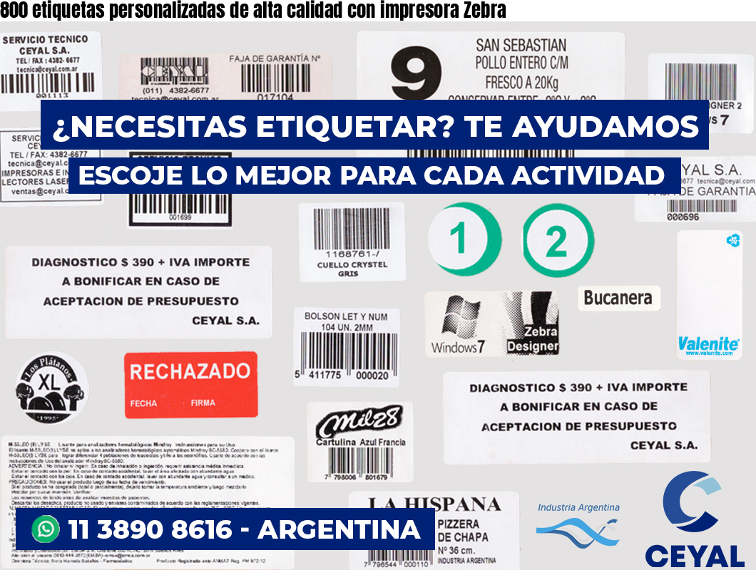 800 etiquetas personalizadas de alta calidad con impresora Zebra