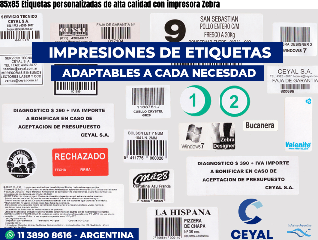 85×85 Etiquetas personalizadas de alta calidad con impresora Zebra