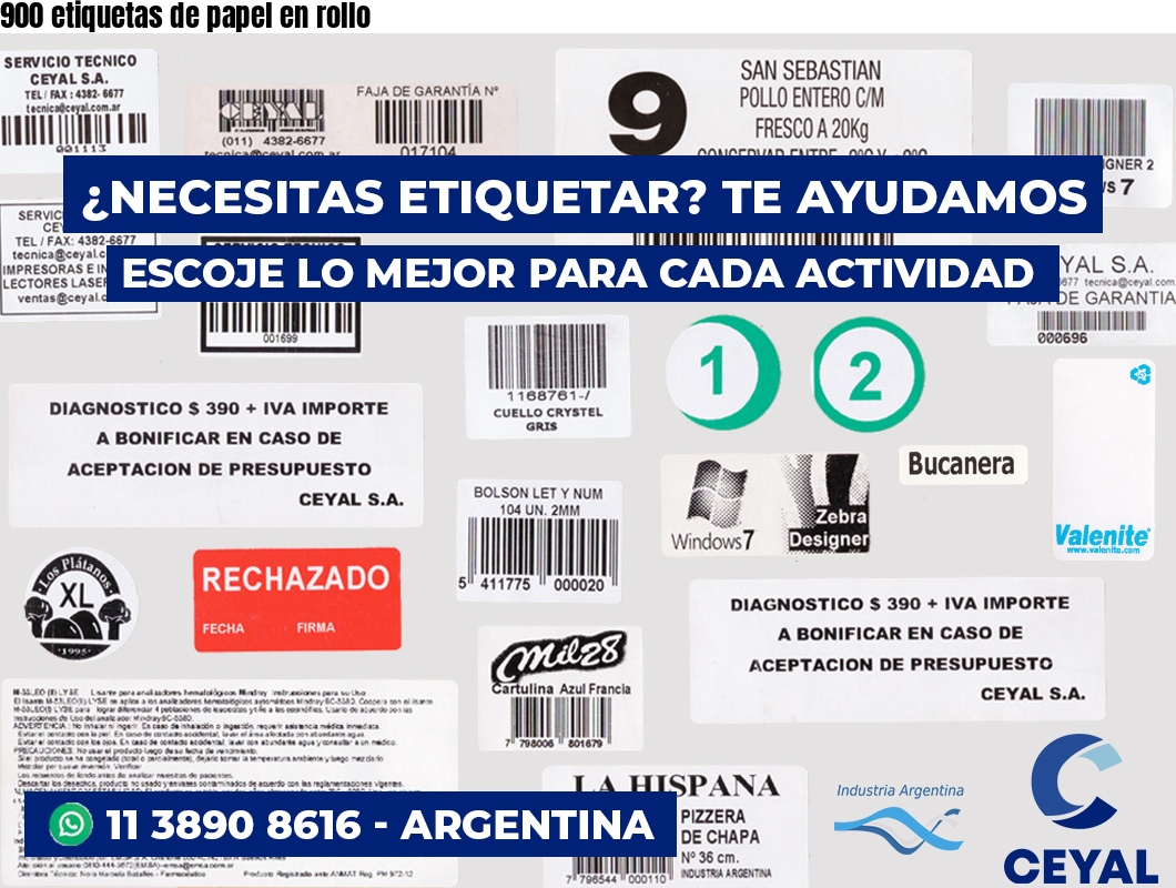 900 etiquetas de papel en rollo