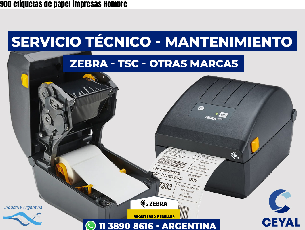 900 etiquetas de papel impresas Hombre