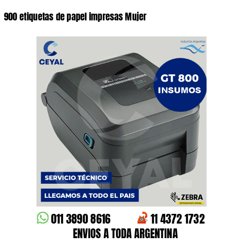 900 etiquetas de papel impresas Mujer